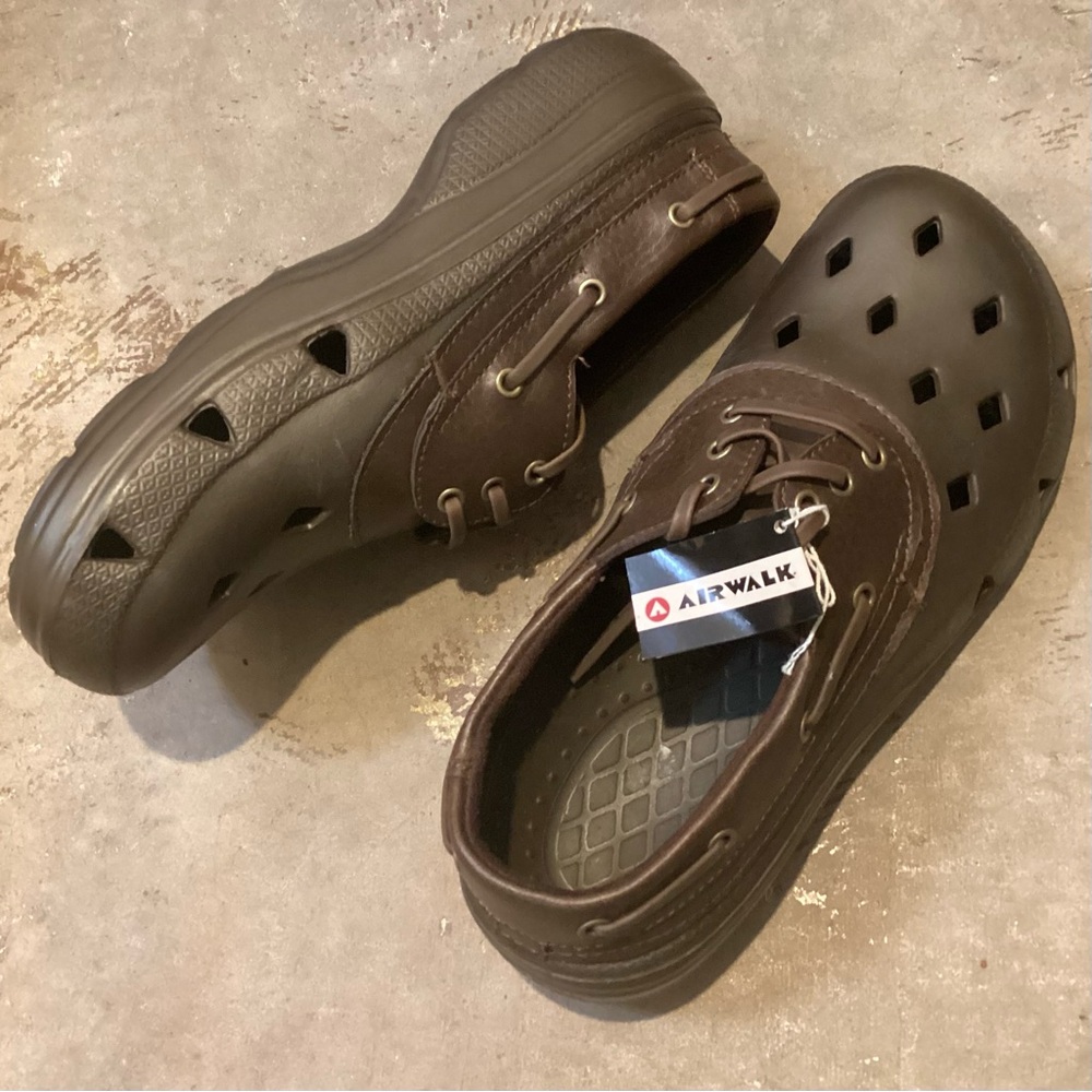 Airwalk Foam Boat Clogs Brown Unisex Size W10 M8 Lightweight Casual Deck Shoes